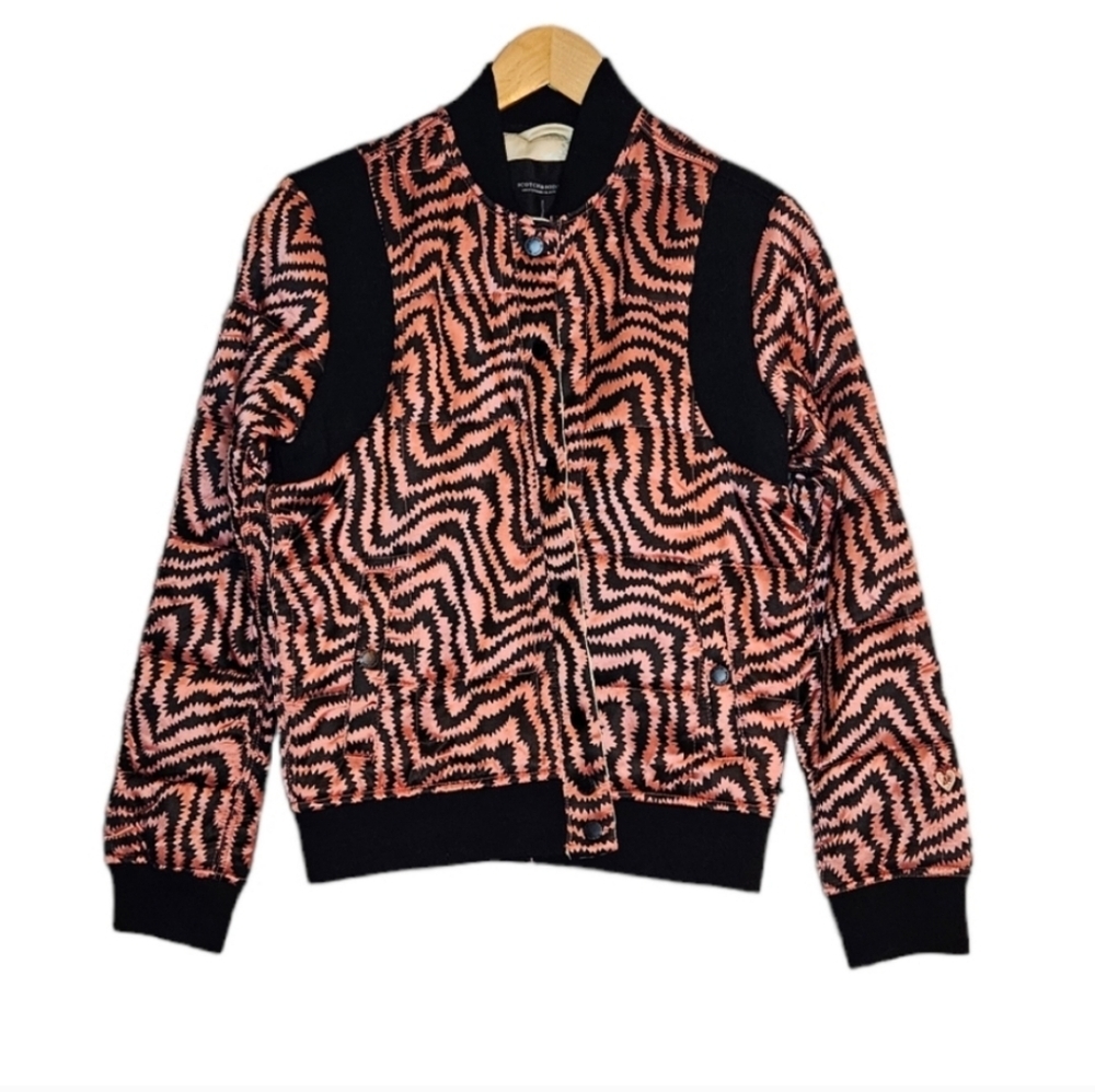 Anthropologie Scotch & Soda Metallic Pink and Black Bomber Jacket size XS - Picture 4 of 11